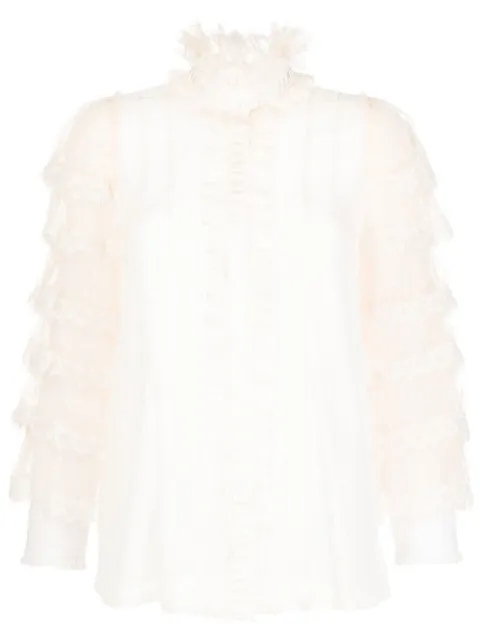 SHIATZY CHEN ruffled mulberry silk blouse White 627251