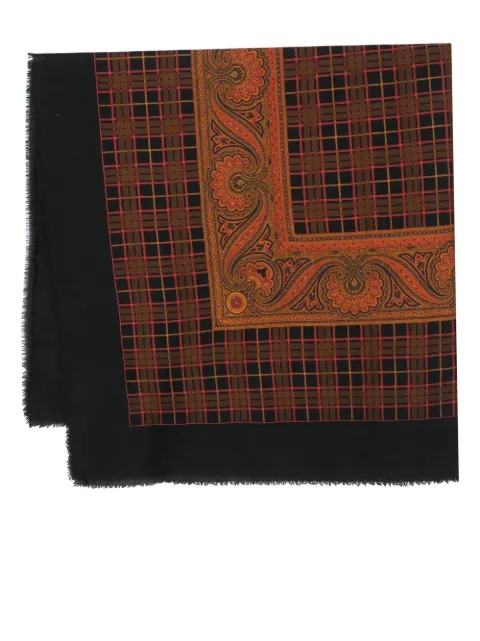 Saint Laurent Pre-Owned 1970s paisley checkered scarf Black YVSA480KK