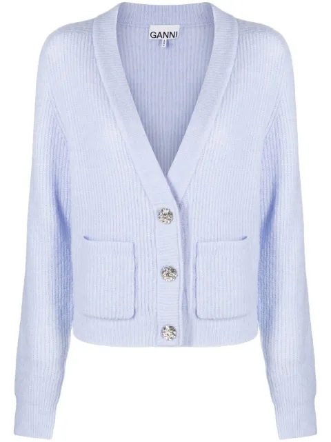GANNI V-neck cardigan Blue K1802