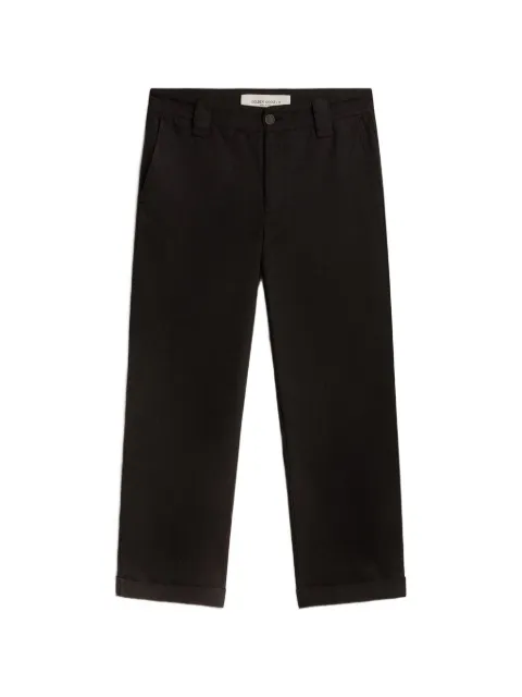Golden Goose logo-patch straight-leg trousers Black GMP01190P000786