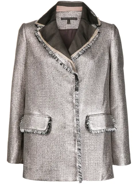 SHIATZY CHEN metallic fringed-trim blazer Gold 627406