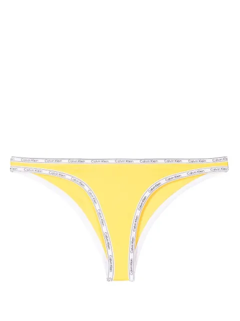 Calvin Klein logo-print strap bikini bottoms Yellow KW0KW01952