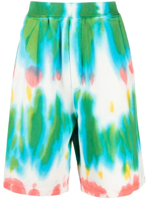 DSQUARED2 tie dye-print cotton track shorts Green S71MU0727S25539