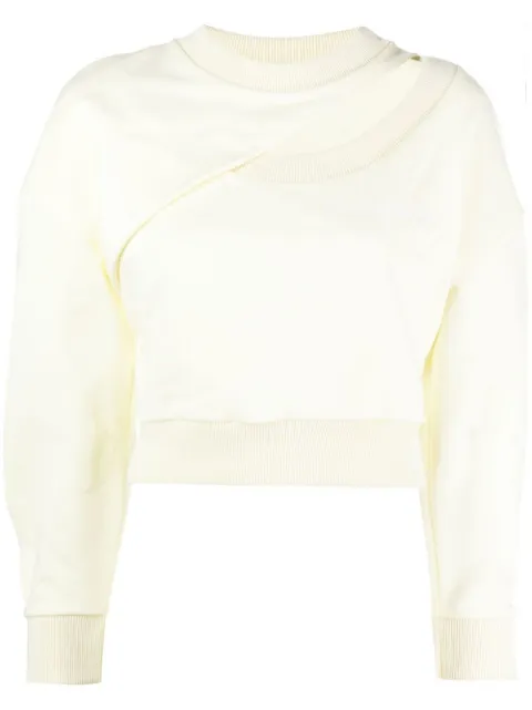 Alexander McQueen logo-embroidered cut-out sweatshirt Neutrals 729894QLABG