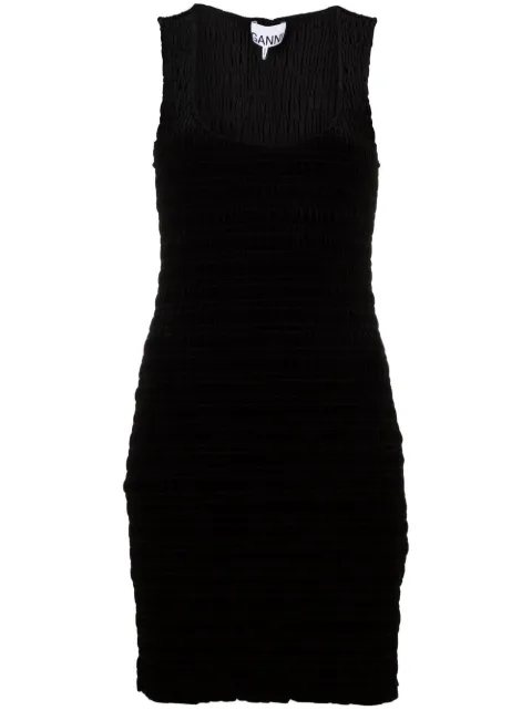 GANNI scoop-neck sleeveless dress Black T3412099