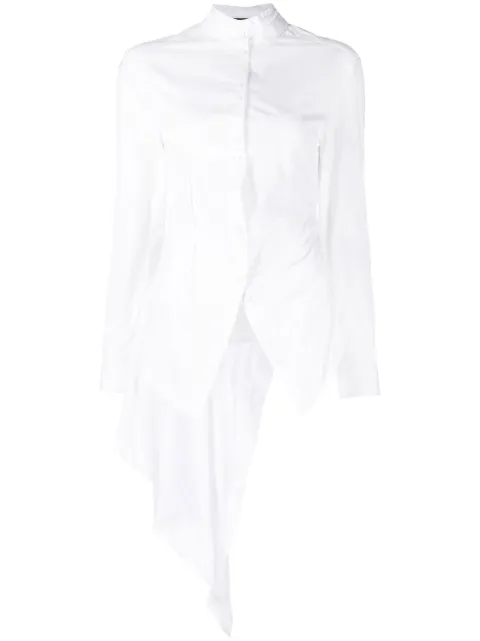 Isabel Benenato long-sleeve asymmetric shirt White DW72F22