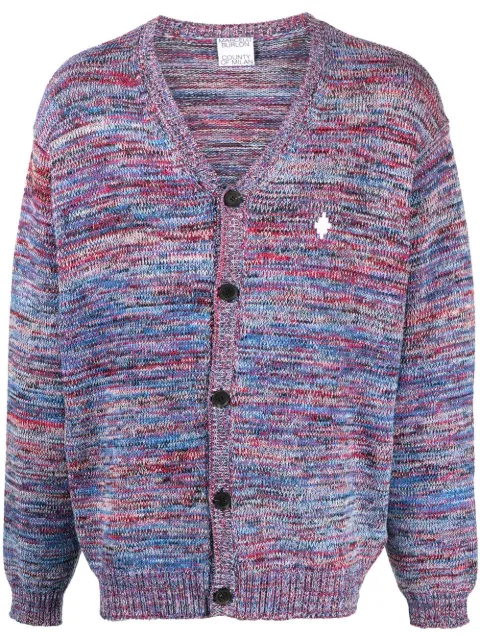 COUNTY OF MILAN Cross-motif V-neck cardigan Blue CMHB005F22KNI0018401