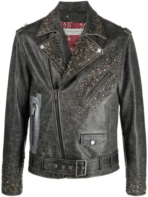 Golden Goose leather stud-detailing jacket Black GMP00297P00065890100