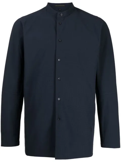SHIATZY CHEN collarless long-sleeved shirt Blue 625061