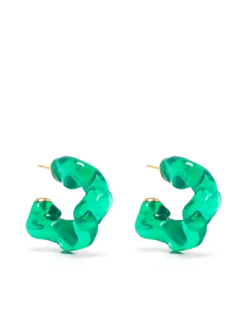 Completedworks Ruffle abstract hoop earrings Green R2114