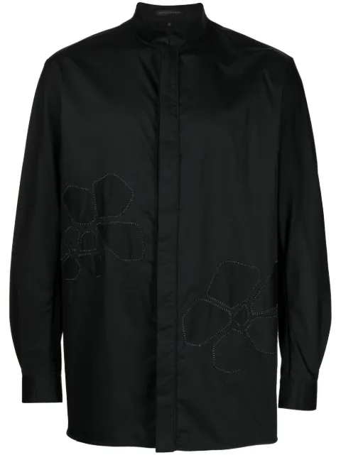 SHIATZY CHEN floral-embroidered cotton shirt Black 625421