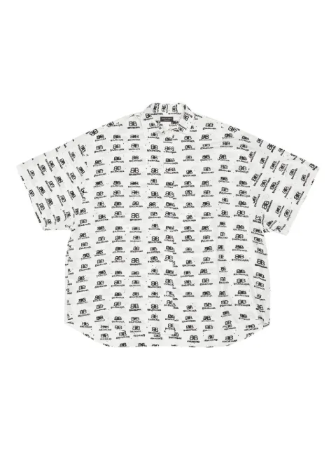 Balenciaga monogram-pattern print shirt White 725382TNL88