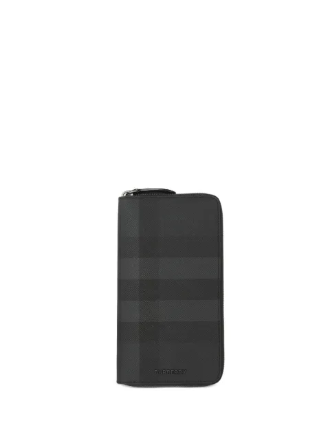 Burberry Check leather zip-around wallet Black 8064586