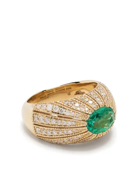 Jacquie Aiche 14kt yellow gold emerald and diamond ring Gold TBC