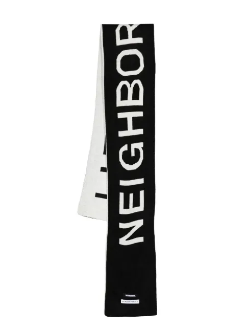 Neighborhood intarsia-knit logo scarf Black 22213KHNAC01
