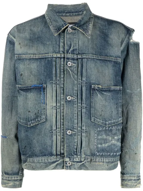 Neighborhood distressed-effect denim jacket Blue 222XBNHJKM02