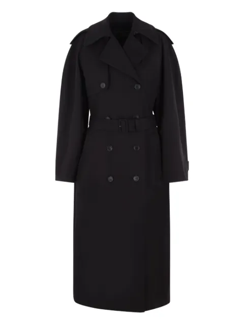 Balenciaga pussy-bow double-breasted trench coat Black 725342TNP09