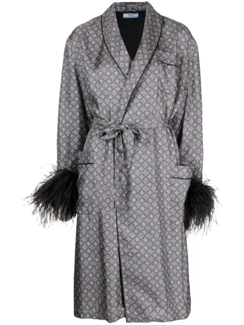 Prada Pre-Owned feather-detail silk robe Multicolour DPVCPRAFET