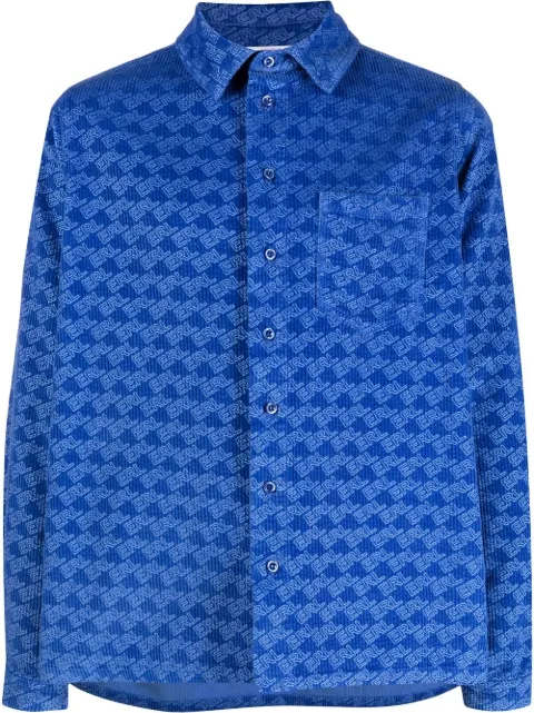 ERL all-over logo print corduroy shirt Blue ERL05B001