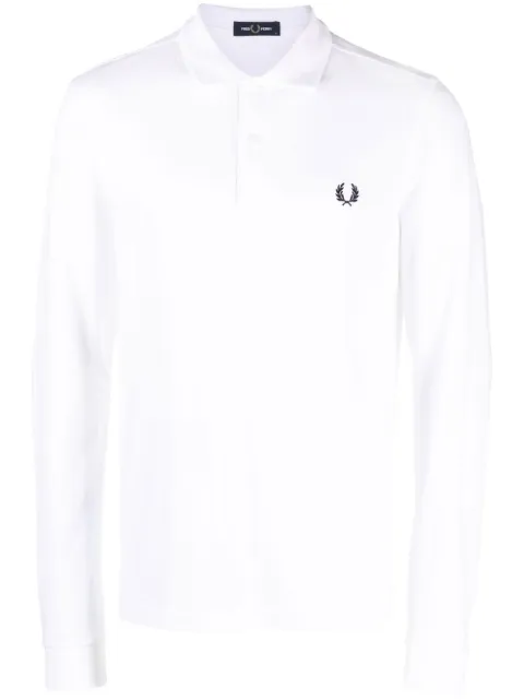 Fred Perry crest-motif polo shirt White M6006