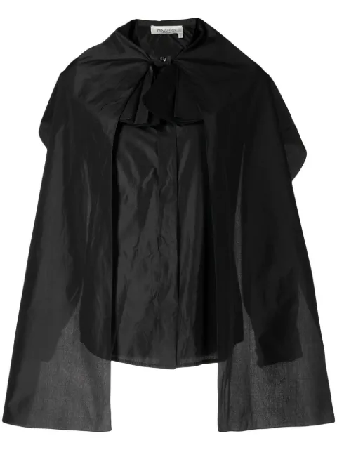 Saint Laurent Pre-Owned cape layered silk blouse Black DPBNYSLSHRT2R