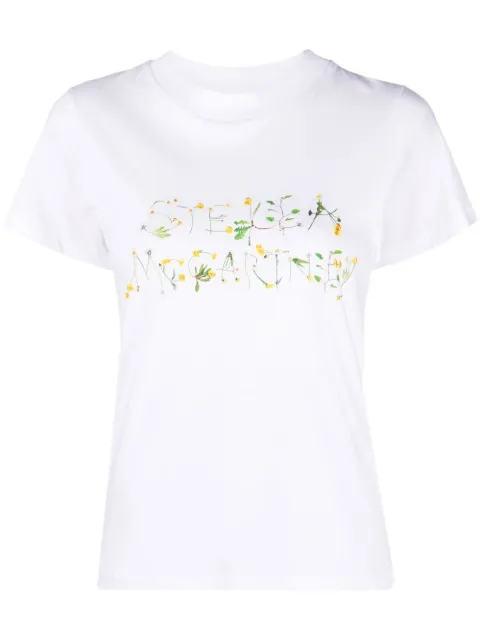 Stella McCartney floral logo-print T-shirt White 6J00723SPX10