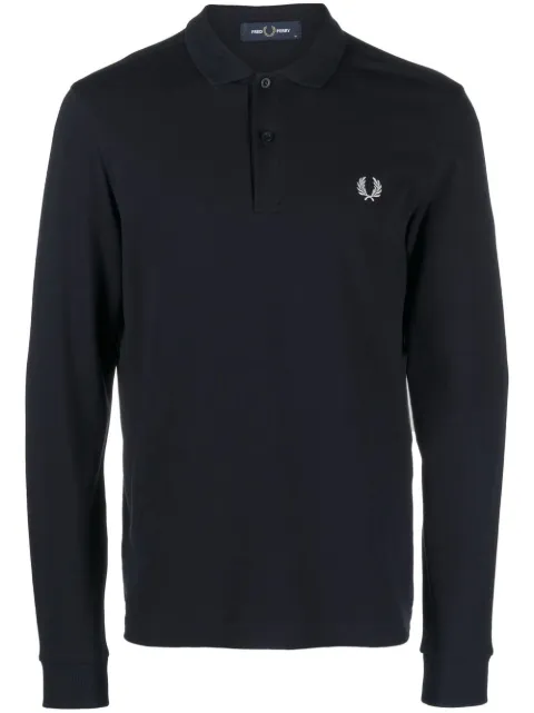 Fred Perry crest-motif polo shirt Blue M6006