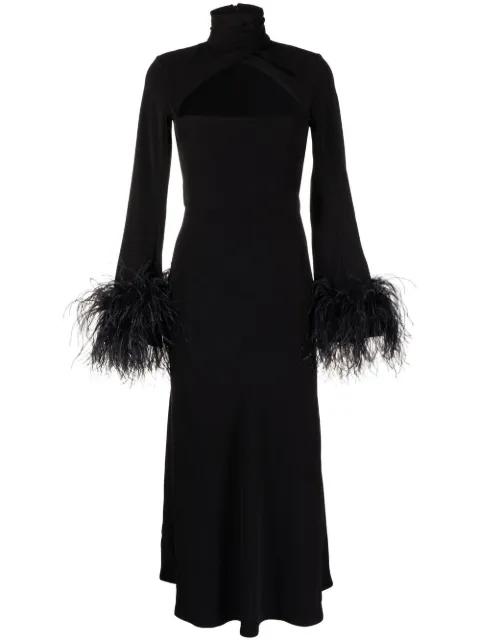 16Arlington Odessa feather-trim midi dress Black D124INFNTBLKBOA
