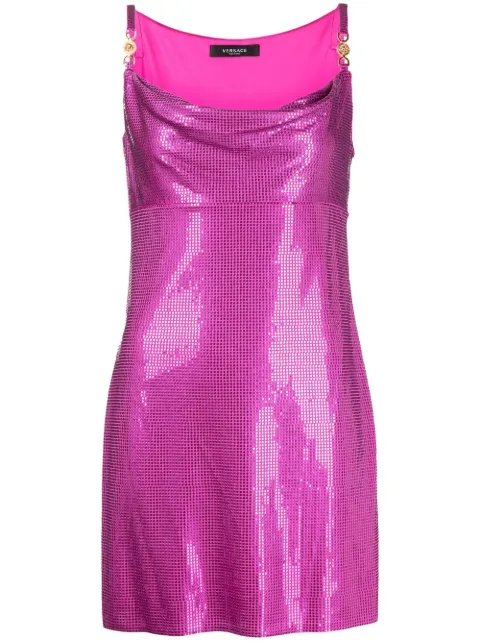 Versace disc-embellishment mini dress Pink 10091921A00572