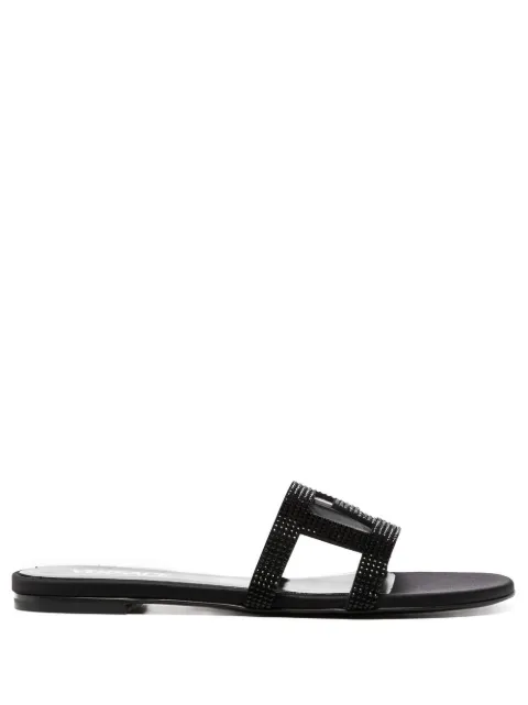 Versace Greca Maze crystal flat sandals Black 1005893DRA67