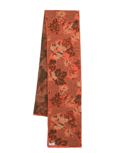 ERL botanical-motif intarsia-knit scarf Orange ERL05K023