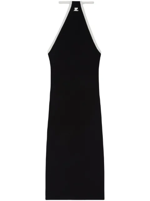 Courrèges logo-embroidered halterneck midi dress Black 223JRO228JS0070