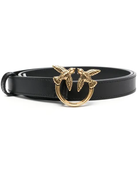 PINKO Love Birds thin leather belt 2cm Black 100143A0F1