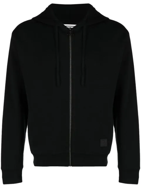 Wooyoungmi jersey-knit drawstring zipped hoodie Black W223KN05