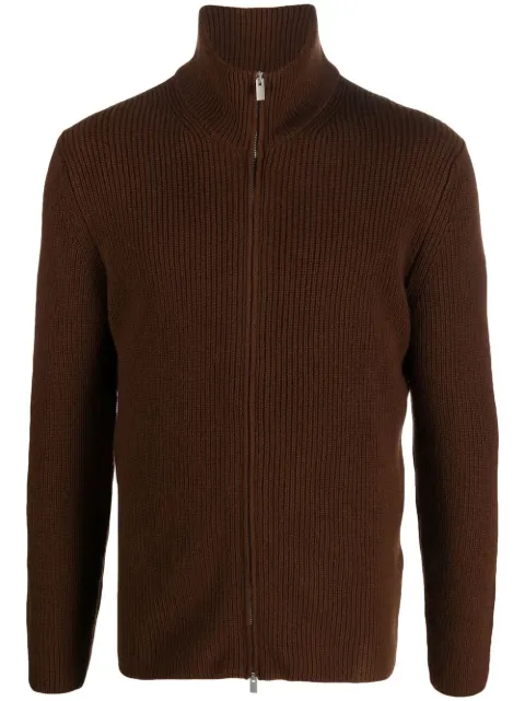 Dell'oglio front zip-fastening knit cardigan Brown FZ0MLWC7P