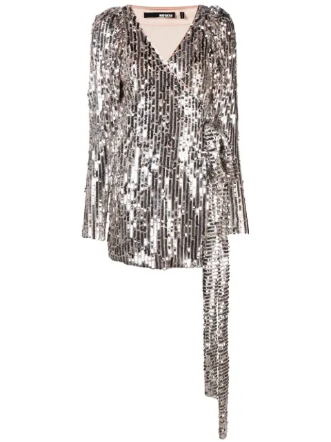 ROTATE BIRGER CHRISTENSEN sequin-embellished V-neck dress Silver RT2259