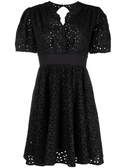 PINKO broderie-anglaise cotton short dress Black 100890A0Q4Z99
