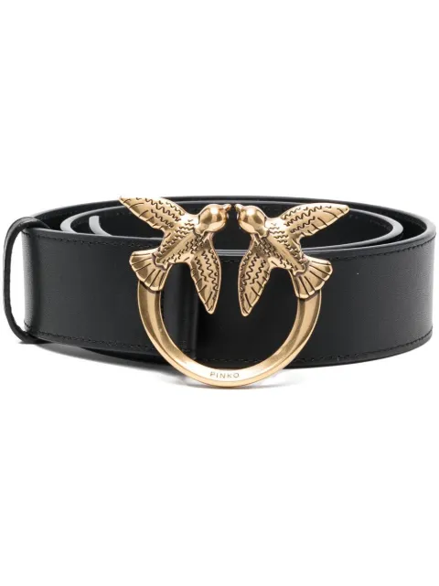 PINKO Love Birds logo-plaque leather belt Black 100120A0F1