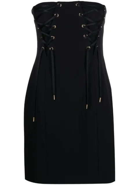 PINKO lace-up strapless stretch-crepe minidress Black 100312A0KRZ99