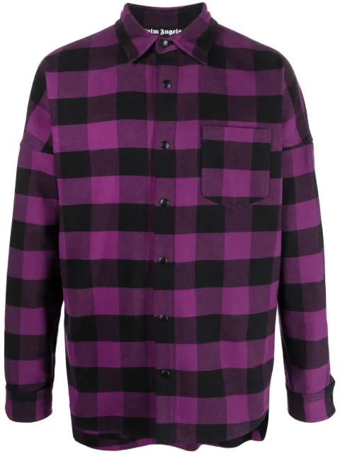 Palm Angels check-print cotton shirt Purple PMES002C99FAB0013501