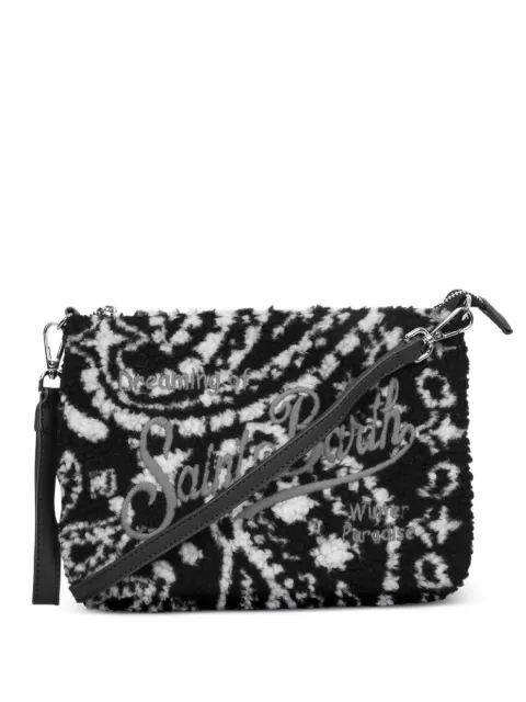MC2 Saint Barth Parisienne paisley-print logo-embroidered clutch bag Black PAR0009