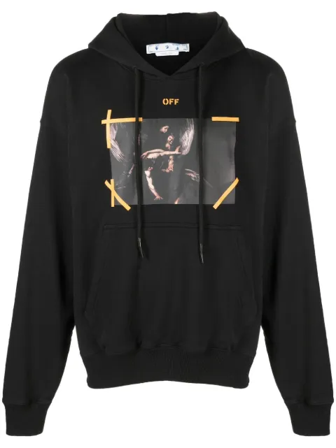 Off-White Arrows Caravaggio print hoodie Black OMBB085C99FLE009