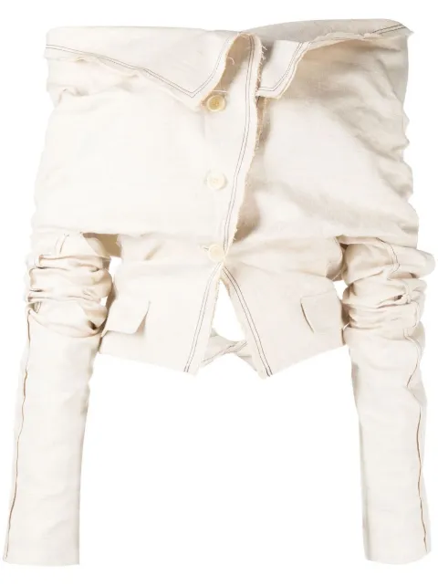 Jacquemus Camargue scrunched blouse Brown 223JA0191059