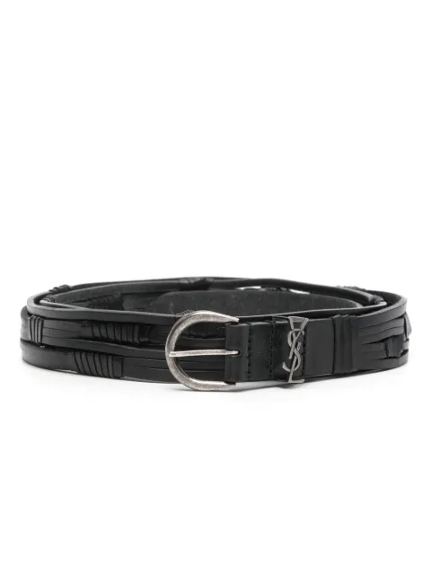 Saint Laurent Cassandre-plaque belt Black 737693AABM2