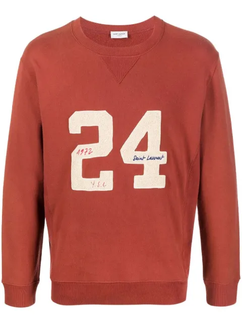 Saint Laurent logo embroidery cotton sweatshirt Orange 731083Y37FY