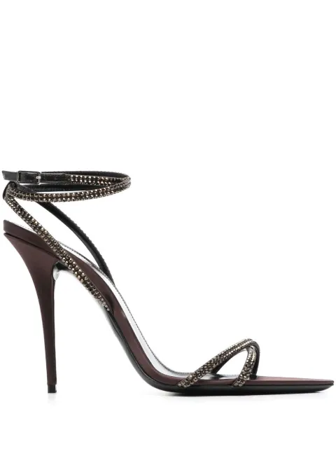 Saint Laurent Ava 105mm embellished sandals Brown 7315701UUAC