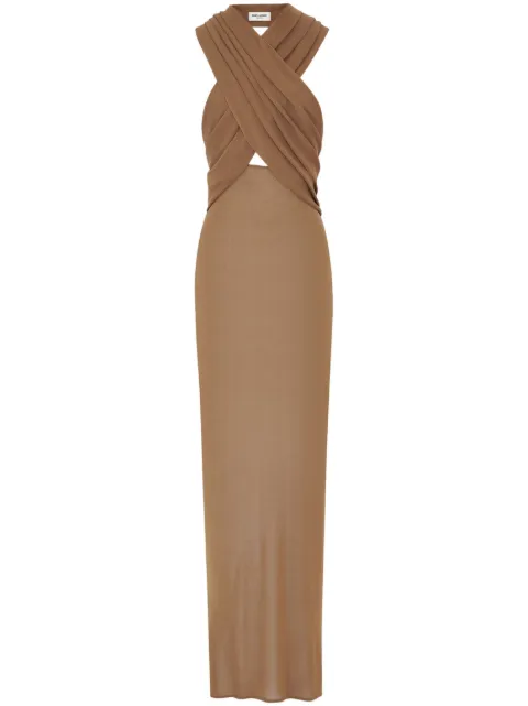 Saint Laurent hooded cut-out maxi dress Brown 741940Y76CX