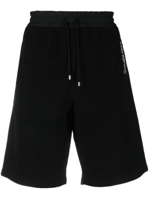 Saint Laurent logo-embroidered cotton shorts Black 732762Y36SW1095