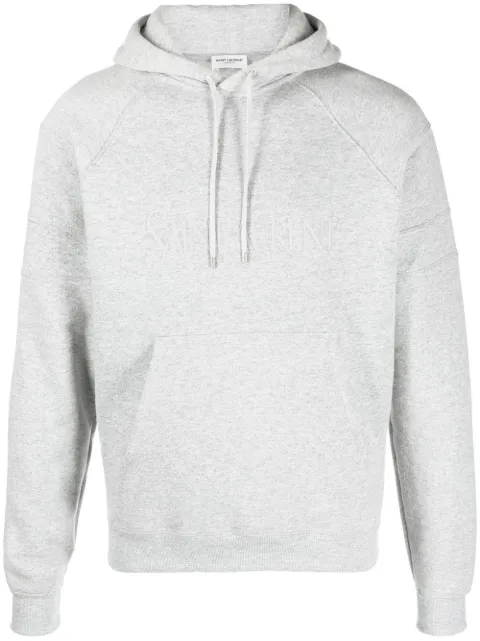 Saint Laurent embroidered-logo cotton hoodie Grey 732313Y37GY