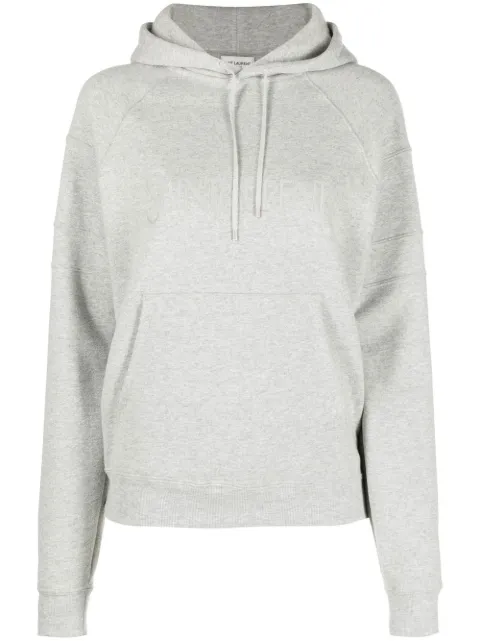 Saint Laurent embroidered-logo cotton hoodie Grey 728319Y37GY